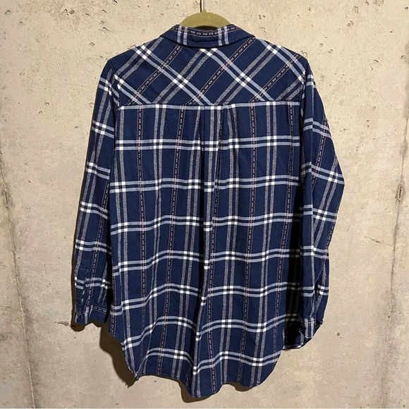 BDG Urban Outfitters Boyfriend Button Down Plaid Flannel Blue Oversized Size M - Picture 6 of 8